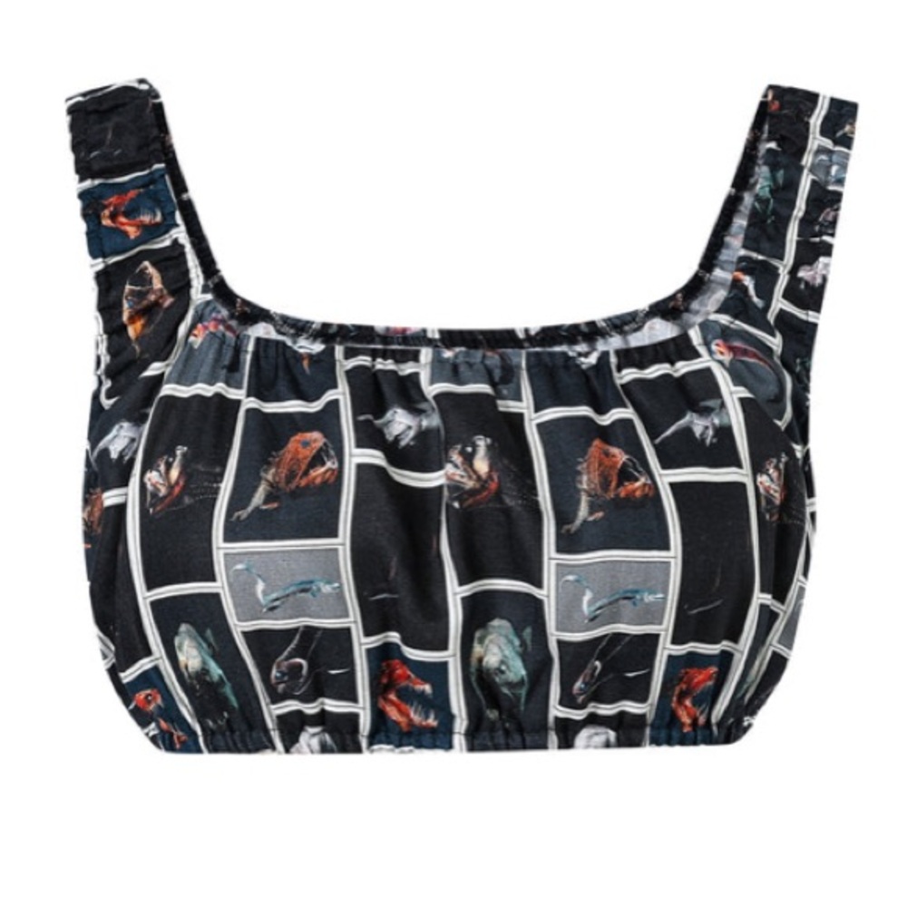 Fashion Brand Company Cute Fish Linen Crop Bra Top - XL